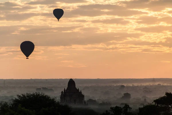 Globos Sobre Bagan Horizonte Sus Templos Myanmar — Foto de Stock