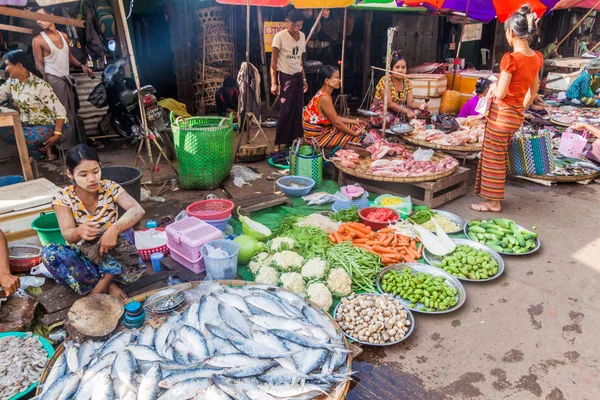 Bago Myanmar Prosince 2016 Pohled Trhu Městě Bago — Stock fotografie