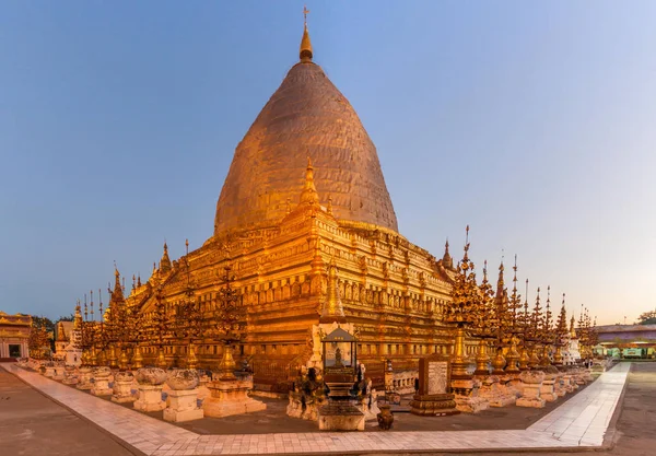 Ranní Pohled Shwezigon Pagoda Shwezigon Paya Nyaung Malém Městě Poblíž — Stock fotografie