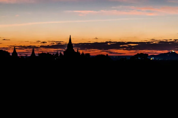 Temprano Mañana Horizonte Luz Bagan Myanmar — Foto de Stock