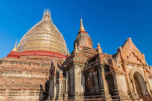 Dhammayazika Pagoda Bagan Myanmar Pagoden Byggnadsställning Grund Reparationer Efter Jordskalvet — Stockfoto