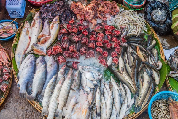 Vissen Een Markt Bago Myanmar — Stockfoto