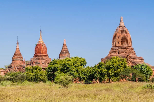 Řada Několika Chrámů Bagan Myanmar — Stock fotografie