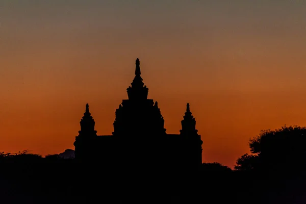 Silueta Templo Bagan Myanmar — Foto de Stock