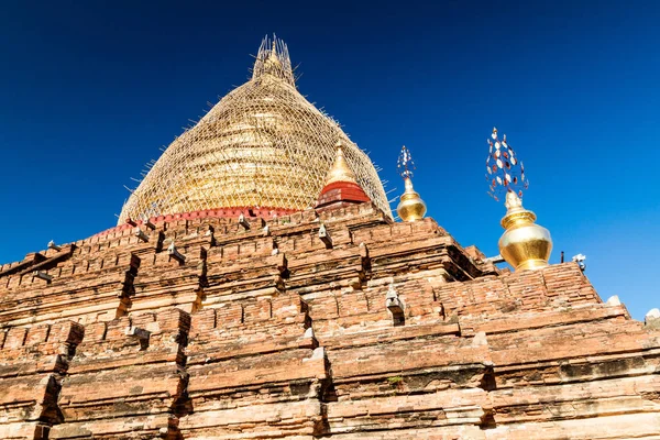 Dhammayazika Pagoda Bagan Myanmar Pagoden Byggnadsställning Grund Reparationer Efter Jordskalvet — Stockfoto