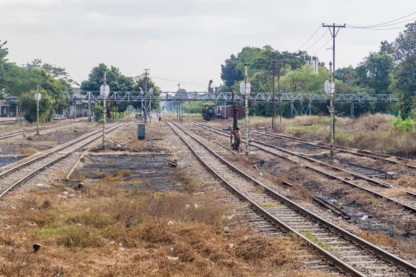 Yangon Myanmar Décembre 2016 Statio Train Sur Ligne Circulaire Yangon — Photo