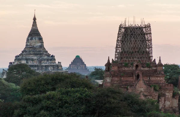 Early Morning Light Skyline Bagan Myanmar Sulamani Temple Shwesandaw Pagoda — Stock Photo, Image