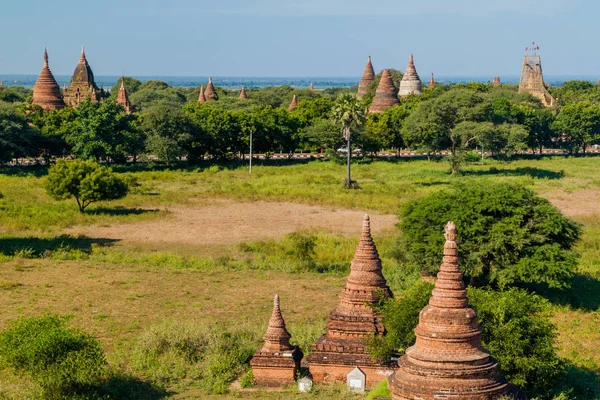 Silhuett Templen Bagan Myanmar — Stockfoto