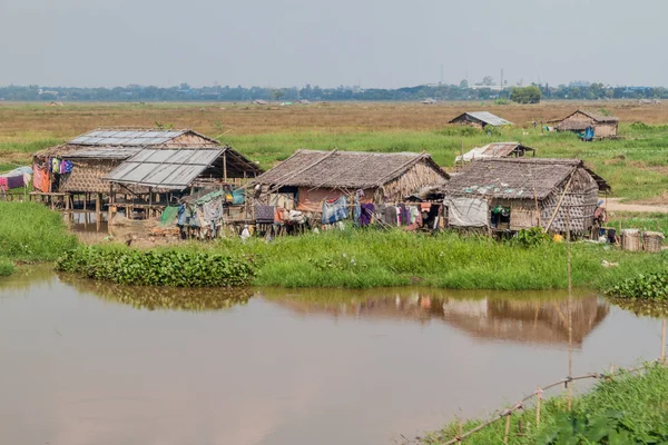 Fields Houses Suburbs Yangon Myanmar — Stock Photo, Image