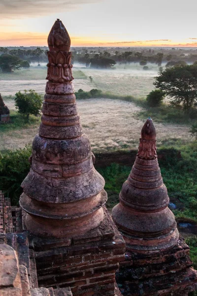 Vista Madrugada Del Templo Shwe Leik Too Bagan Myanmar —  Fotos de Stock