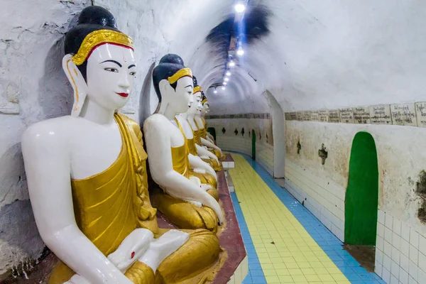 Statue Buddha All Interno Della Pagoda Shwegugale Paya Bago Myanmar — Foto Stock