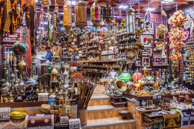 MUSCAT, OMAN - FEBRUARY 23, 2017: Shop of Muttrah souq in Muscat, Oman