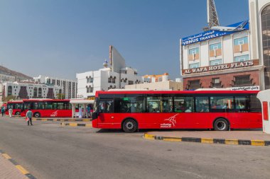 MUSCAT, OMAN - FEBRUARY 23, 2017: Mwasalat buses at Ruwi Bus Station in Muscat, Oman