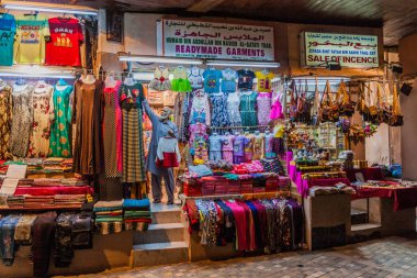 MUSCAT, OMAN - FEBRUARY 23, 2017: Shops of Muttrah souq in Muscat, Oman