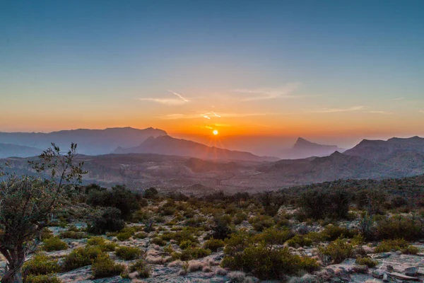 Zachód Słońca Hajar Mountains Oman — Zdjęcie stockowe
