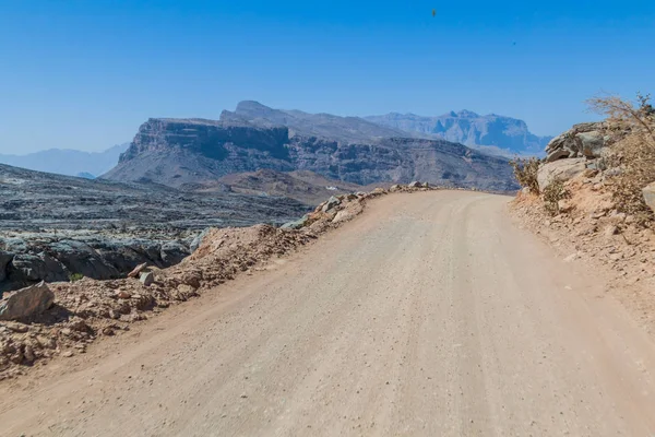 Droga Nieutwardzona Wadi Ghul Górach Hajar Oman — Zdjęcie stockowe