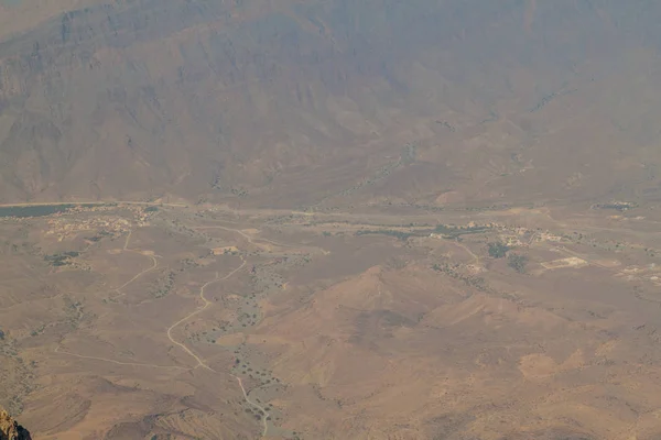 Luchtfoto Van Een Vallei Het Hajar Gebergte Oman — Stockfoto