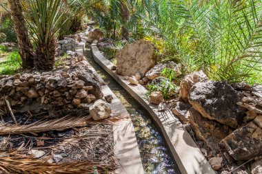Geleneksel sulama kanalı Wadi Tiwi vadisinde Falaj denilen, Umman