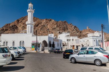 MUSCAT, OMAN - FEBRUARY 23, 2017: Parking lot in Muttrah neighborhood in Muscat, Oman