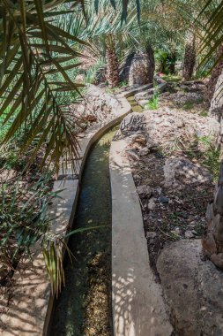 Geleneksel sulama kanalı Wadi Tiwi vadisinde Falaj denilen, Umman