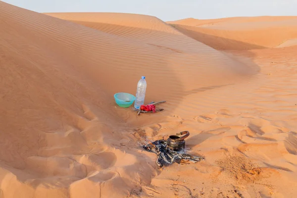 Faire Bouillir Une Eau Dans Les Dunes Sable Sharqiya Wahiba — Photo