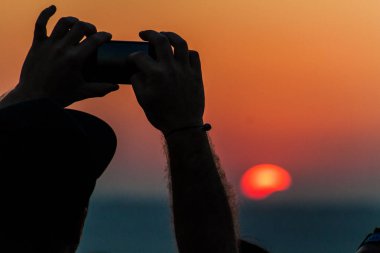 Mandalay tepesinden gün batımının fotoğrafı, Myanmar