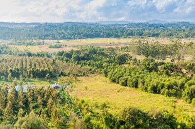 Pyin Oo Lwin yakınlarındaki kırsal arazinin havadan görünümü, Myanmar