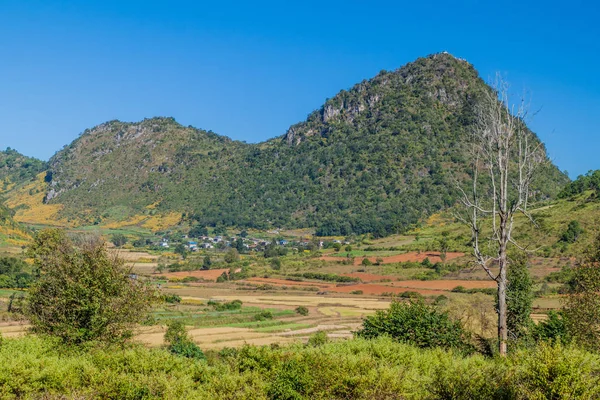Сельский Пейзаж Районе Между Кало Инле Мьянма — стоковое фото
