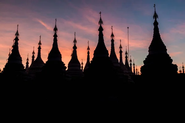 Stupas Runt Sandamuni Sandamani Eller Sandar Pagoda Skymningen Mandalay Myanmar — Stockfoto