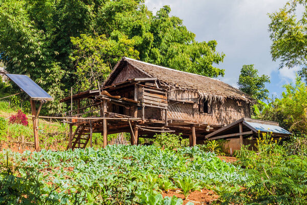 Village house on stilts near Hsipaw, Myanmar