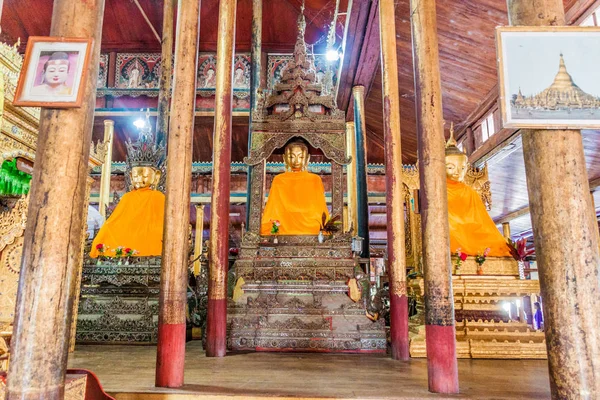 Inle Myanmar Listopad 2016 Interiér Kláštera Nga Phe Chaung Nga — Stock fotografie
