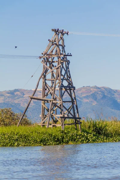 Palo Elettrico Lago Inle Myanmar — Foto Stock