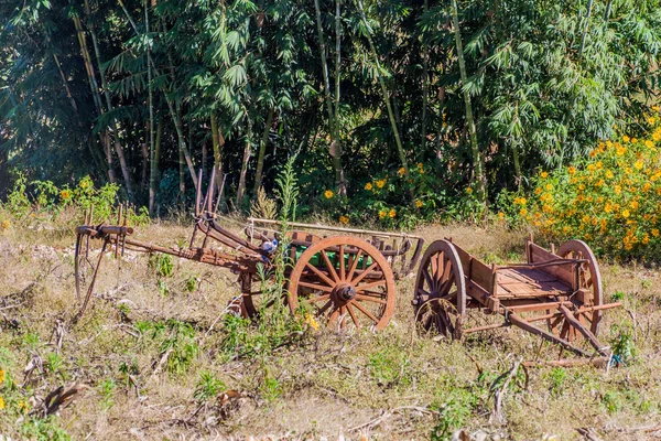 Holzkarren Bereich Zwischen Kalaw Und Inle Myanmar — Stockfoto