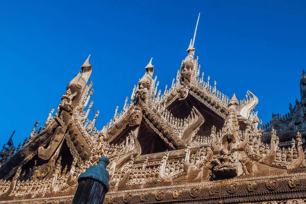 Detail Kláštera Šwenandaw Kyaung Mandalay Myanmar — Stock fotografie