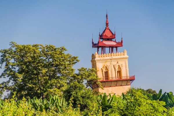 Watchtower Dañado Por Terremoto Antigua Ciudad Inwa Ava Cerca Mandalay — Foto de Stock