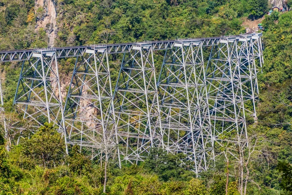 Gokteik Goteik Eller Gok Teik Viadukten Järnvägslinjen Mandalay Hsipaw Myanmar — Stockfoto