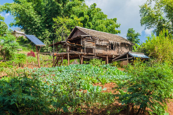 Village house on stilts near Hsipaw, Myanmar