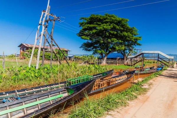 Wooden Boats Inle Lake Myanmar — Stock Photo, Image