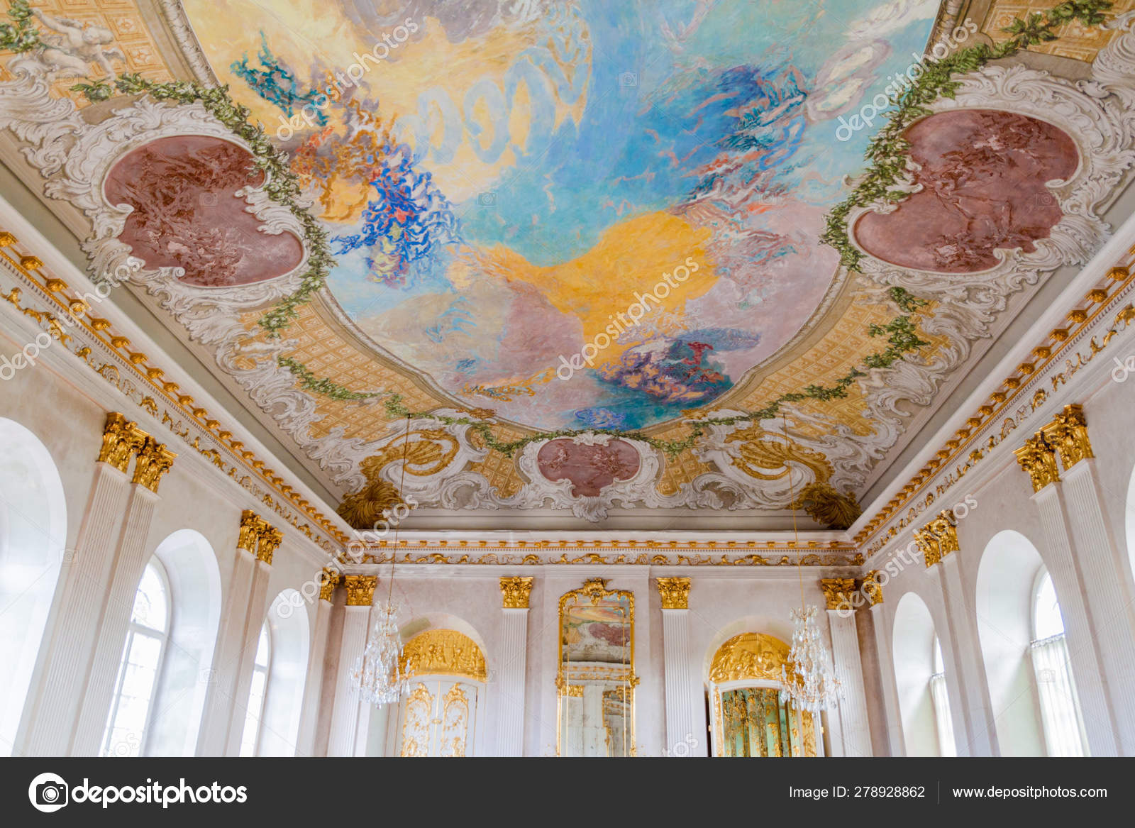 Berlin Germany August 2017 Paintings Ceiling Damaged Ww2