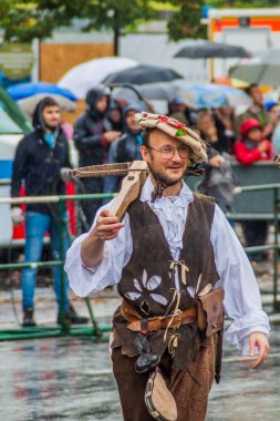 Münih, Almanya - 17 Eylül 2016: Münih'teki Oktoberfest'in yıllık açılış törenine katılanlar