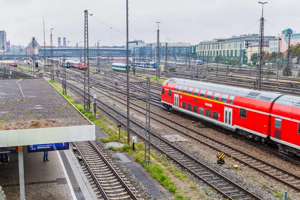 Monachium Niemcy Września 2016 Tory Kolejowe Muenchen Hauptbahnhof Główny Dworzec — Zdjęcie stockowe