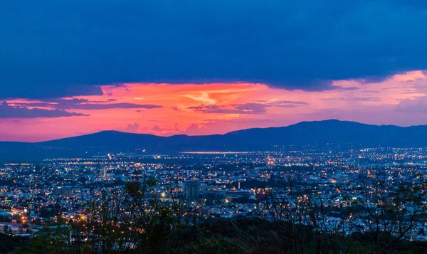 Luchtfoto Van Queretaro Tijdens Dusk Mexico — Stockfoto