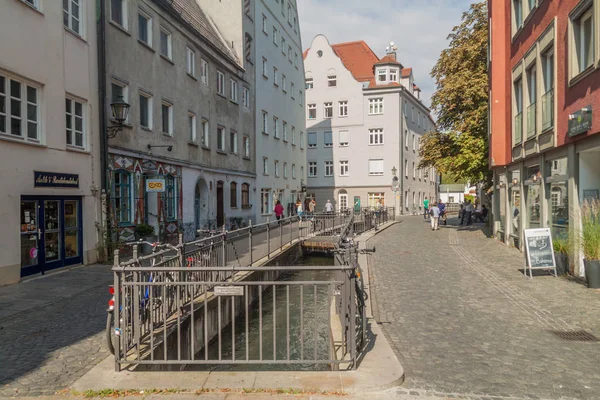 Augsburg Almanya Eylül 2016 Augsburg Eski Kentinde Küçük Kanalı — Stok fotoğraf