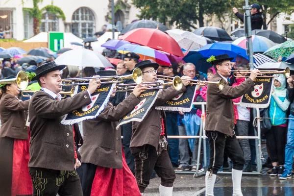 Munich Germania Septembrie 2016 Trupa Muzicală Parada Anuală Deschidere Oktoberfest — Fotografie, imagine de stoc