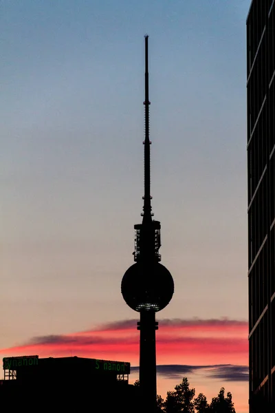 Silhouette Fernsehturm Tower Berlin Germany — Stock Photo, Image