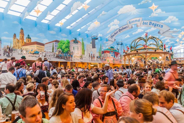 München Tyskland September 2016 Folk Dricker Hacker Pschorr Tält Oktoberfest — Stockfoto