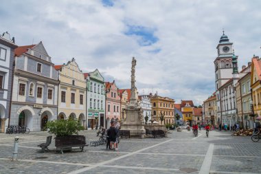 Trebon, Çek Cumhuriyeti - 14 Haziran 2016: Çek Cumhuriyeti'nin Trebon kentindeki masaryk meydanı.