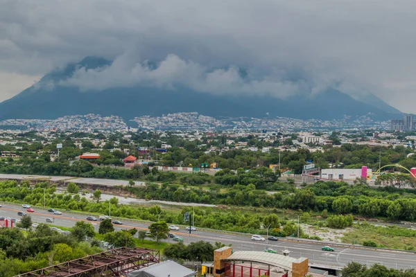 Cerro de la Silla covered in clouds, Monterrey, Mexico