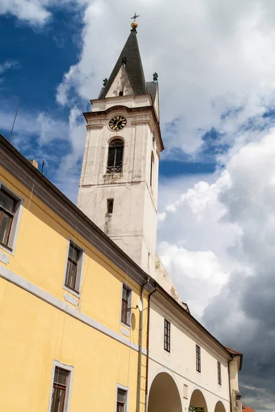 Torre Iglesia San Giles Virgen María Real Casco Antiguo Trebon — Foto de Stock