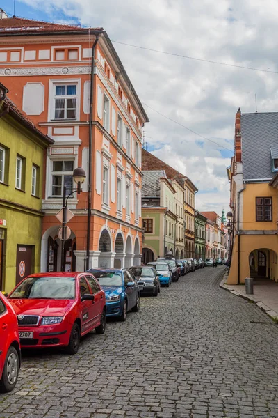 Ceske Budejovice Tschechische Republik Juni 2016 Gepflasterte Straße Ceske Budejovice — Stockfoto